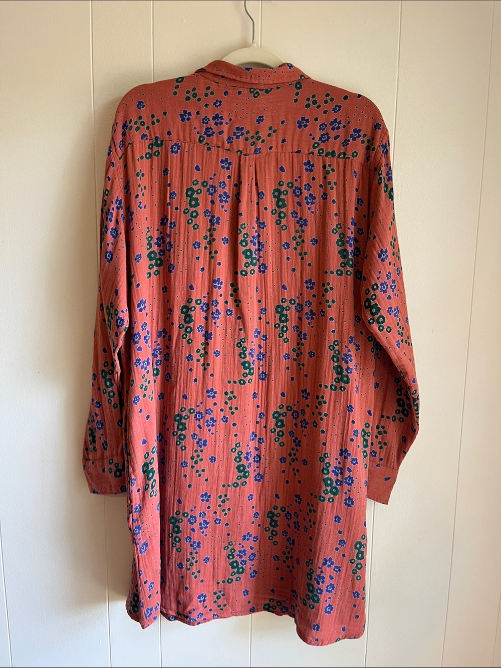Natural Life Floral Button Front Long Sleeve Pink Green Shirt Dress Sz XL - Picture 9 of 11